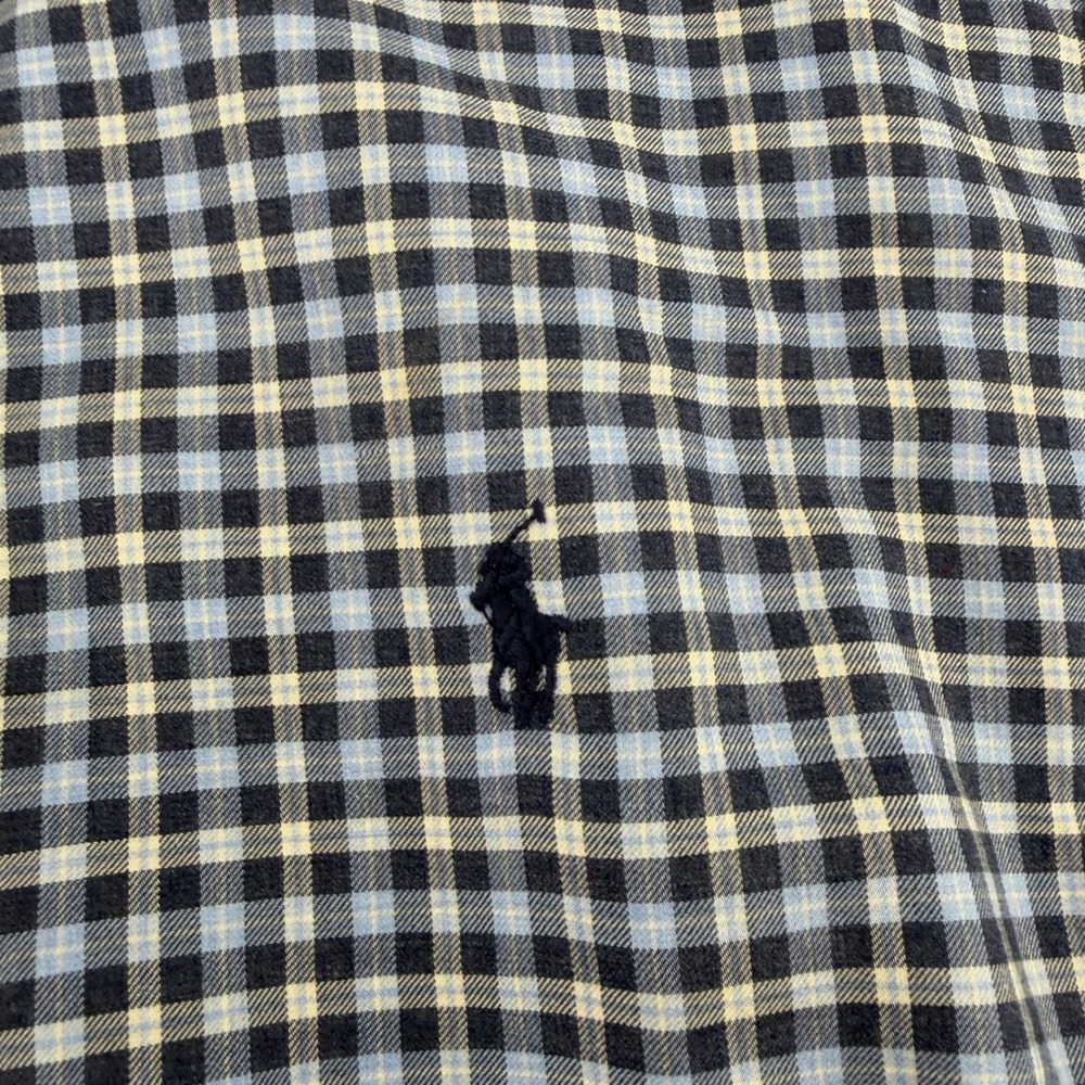 Polo Ralph Lauren Mens XXL Slim Fit Gingham Button Down Shirt Blue Check Cotton - Picture 5 of 10